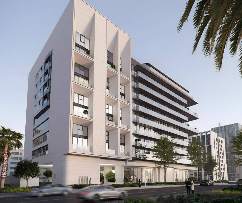 KORO One street-level view with landscaping